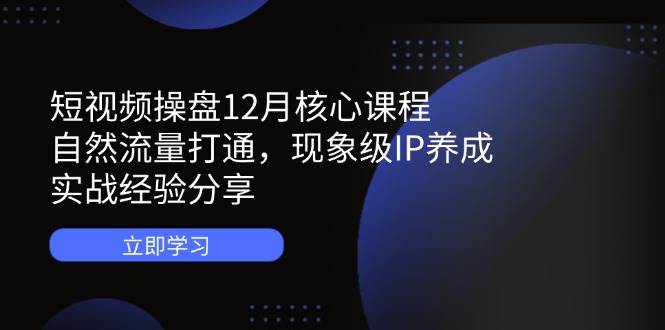 短视频操盘12月核心课程：自然流量打通，现象级IP养成，实战经验分享网赚项目-副业赚钱-互联网创业-资源整合八方网创