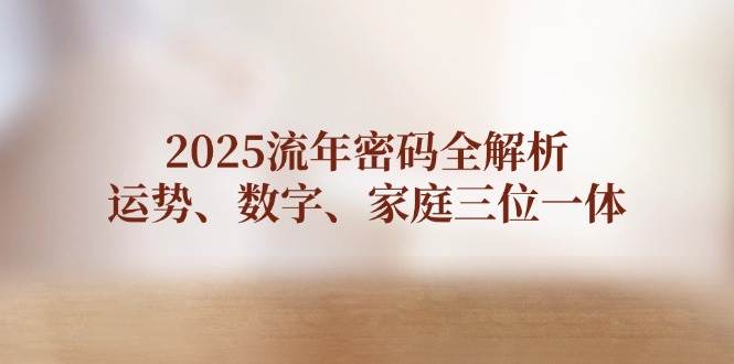 2025流年密码全解析，运势、数字、家庭三位一体网赚项目-副业赚钱-互联网创业-资源整合八方网创