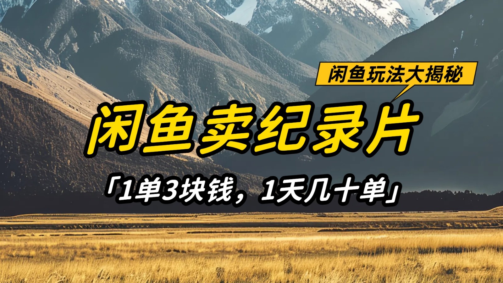 闲鱼卖纪录片，简单又赚钱的小项目，1单3块钱  1天几十单网赚项目-副业赚钱-互联网创业-资源整合八方网创