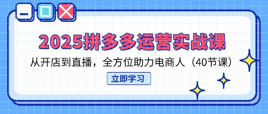 2025拼多多运营实战课，从开店到直播，全方位助力电商人（40节课）网赚项目-副业赚钱-互联网创业-资源整合八方网创