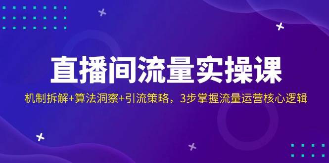 直播间流量实操课：机制拆解+算法洞察+引流策略，3步掌握流量运营核心逻辑网赚项目-副业赚钱-互联网创业-资源整合八方网创