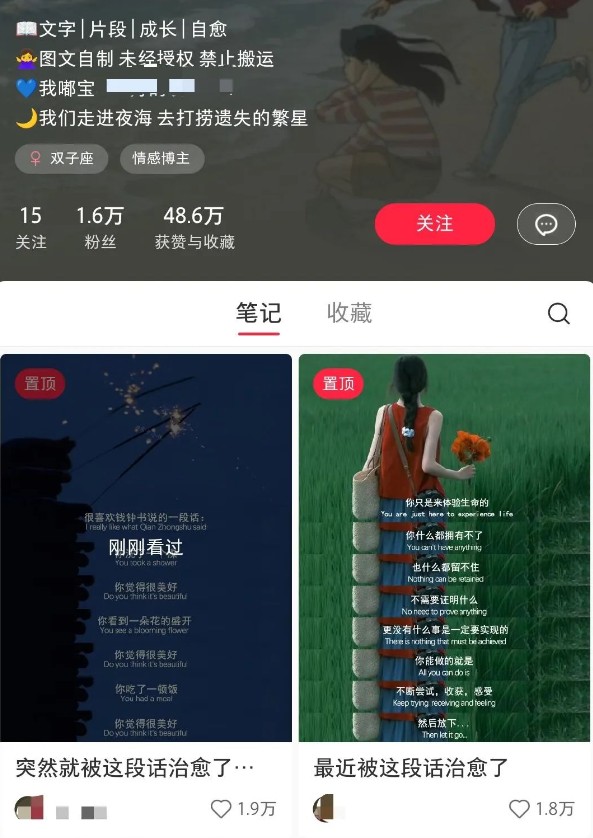 小红书治愈文案图文笔记，零门槛，一分钟制作轻松制作爆款作品月入万元网赚项目-副业赚钱-互联网创业-资源整合八方网创