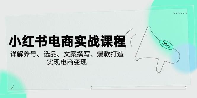 小红书电商实战课程，详解养号、选品、文案撰写、爆款打造，实现电商变现网赚项目-副业赚钱-互联网创业-资源整合八方网创