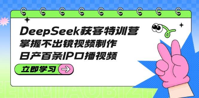 DeepSeek获客特训营：掌握不出镜视频制作，日产百条IP口播视频网赚项目-副业赚钱-互联网创业-资源整合八方网创