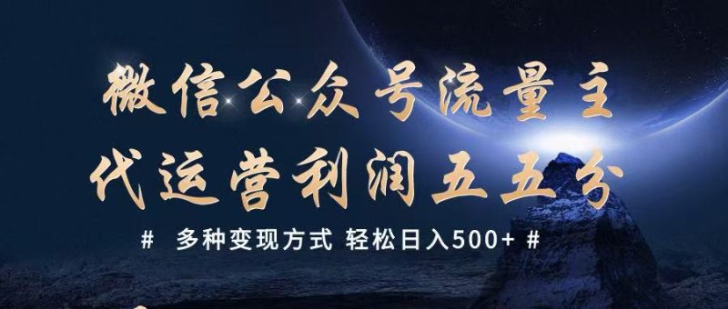 公众号流量主代运营  多种变现方式 轻松日入500+网赚项目-副业赚钱-互联网创业-资源整合八方网创