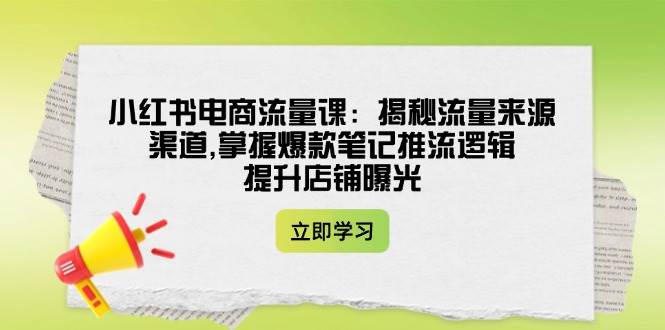 小红书电商流量课：揭秘流量来源渠道,掌握爆款笔记推流逻辑,提升店铺曝光网赚项目-副业赚钱-互联网创业-资源整合八方网创