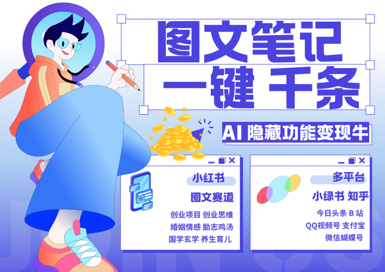 1键生成数千条图文 创业国学 秒生笔记 小红书小绿书图文 轻松引流 变现30000+网赚项目-副业赚钱-互联网创业-资源整合八方网创