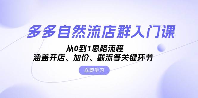 多多自然流店群入门课，从0到1思路流程，涵盖开店、加价、截流等关键环节网赚项目-副业赚钱-互联网创业-资源整合八方网创