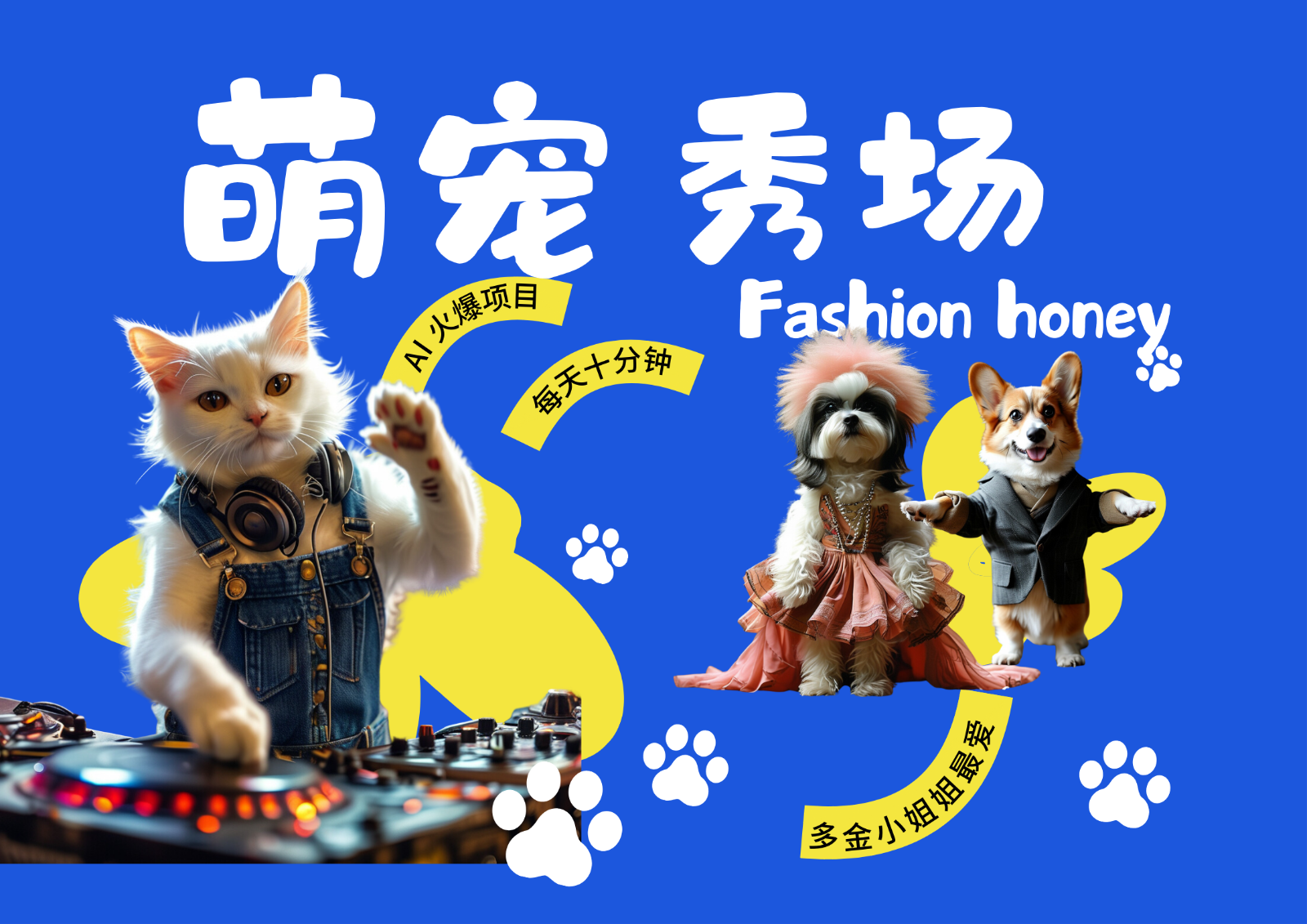 酷飒动物跳舞走秀  时尚喵FASHION汪 多金小姐姐最爱的 轻松月入破W网赚项目-副业赚钱-互联网创业-资源整合八方网创