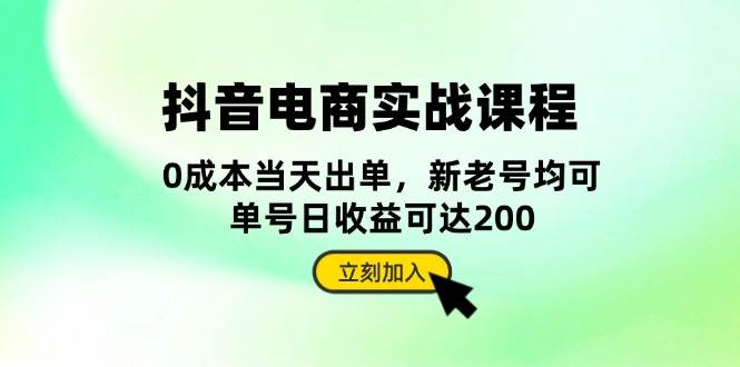 抖音电商实战课程：从账号搭建到店铺运营，全面解析五大核心要素网赚项目-副业赚钱-互联网创业-资源整合八方网创