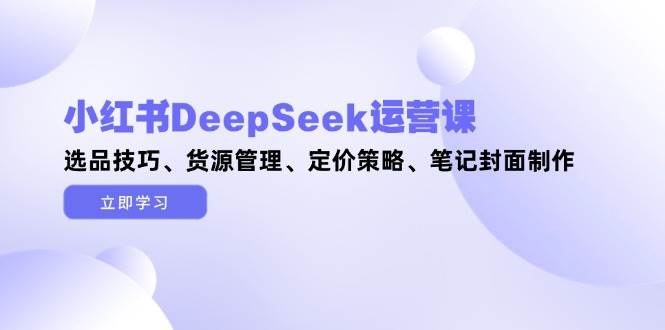 小红书DeepSeek运营课，选品技巧、货源管理、定价策略、笔记封面制作网赚项目-副业赚钱-互联网创业-资源整合八方网创