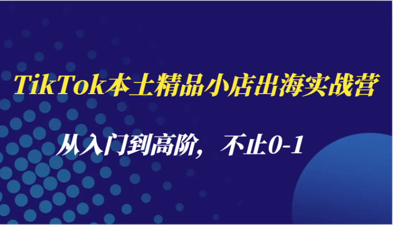 TikTok本土精品小店出海实战营，从入门到高阶，不止0-1网赚项目-副业赚钱-互联网创业-资源整合八方网创