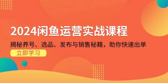 2024闲鱼运营实战课程：揭秘养号、选品、发布与销售秘籍，助你快速出单网赚项目-副业赚钱-互联网创业-资源整合八方网创