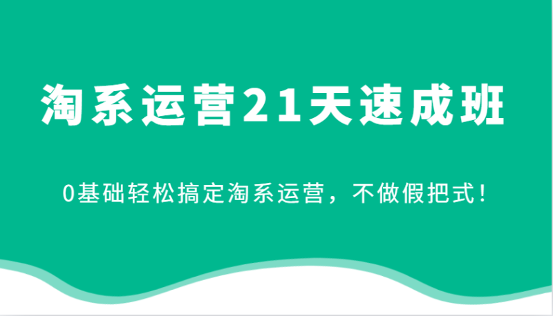 淘系运营21天速成班,0基础轻松搞定淘系运营,不做假把式!网赚项目-副业赚钱-互联网创业-资源整合八方网创