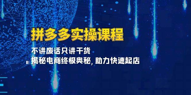 拼多多实操课程：不讲废话只讲干货, 揭秘电商终极奥秘,助力快速起店网赚项目-副业赚钱-互联网创业-资源整合八方网创
