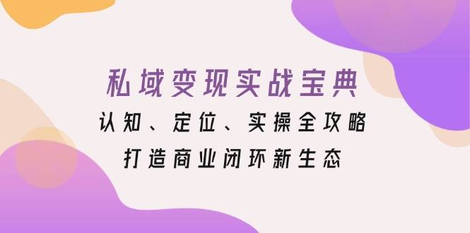 私域变现实战宝典：认知、定位、实操全攻略，打造商业闭环新生态网赚项目-副业赚钱-互联网创业-资源整合八方网创