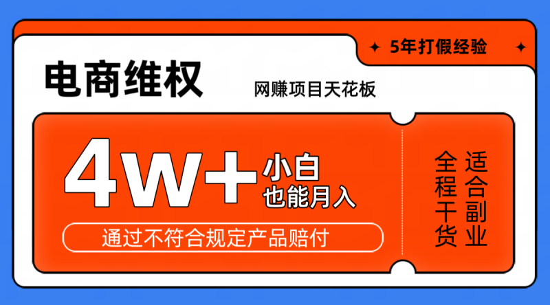 网赚项目天花板电商购物维权月收入稳定4w+独家玩法小白也能上手网赚项目-副业赚钱-互联网创业-资源整合八方网创