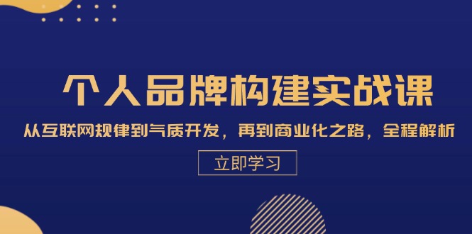 个人品牌构建实战课：从互联网规律到气质开发，再到商业化之路，全程解析网赚项目-副业赚钱-互联网创业-资源整合八方网创