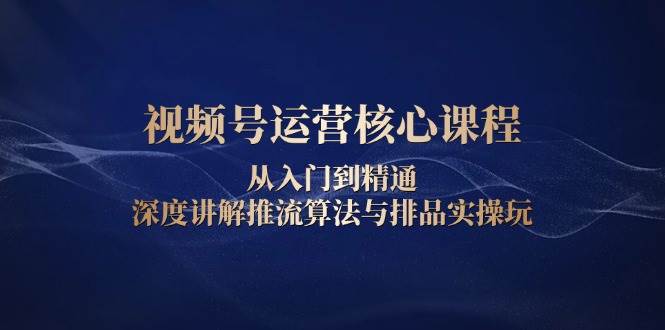 视频号运营核心课程，从入门到精通，深度讲解推流算法与排品实操玩网赚项目-副业赚钱-互联网创业-资源整合八方网创