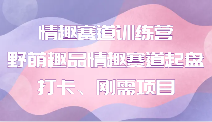 情趣赛道训练营 野萌趣品情趣赛道起盘打卡、刚需项目网赚项目-副业赚钱-互联网创业-资源整合八方网创