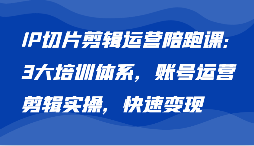 IP切片剪辑运营陪跑课，3大培训体系：账号运营 剪辑实操 快速变现网赚项目-副业赚钱-互联网创业-资源整合八方网创