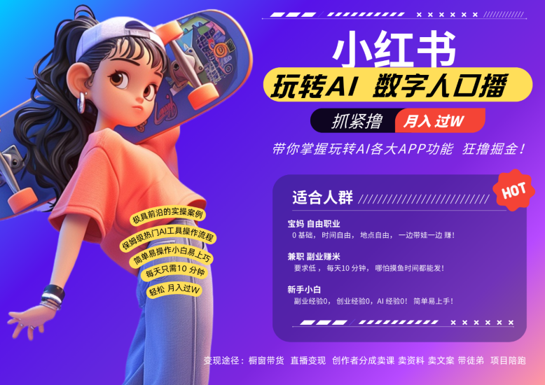 小红书数字人暴力起号  AI改写文案 再也不用费劲录口播每天20分钟  流量火爆日入破…网赚项目-副业赚钱-互联网创业-资源整合八方网创