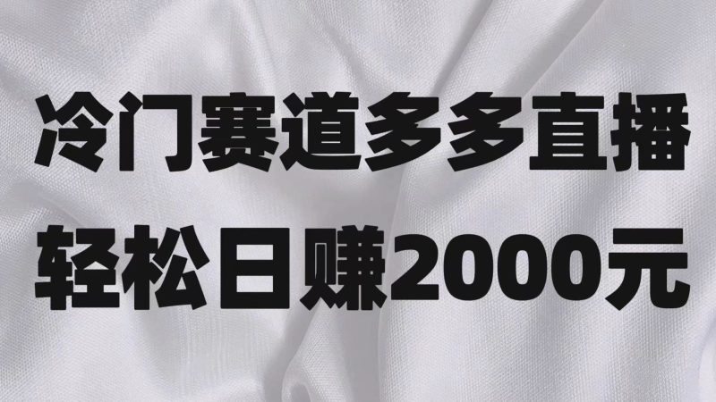 冷门赛道拼多多直播项目,简单念稿子,日收益2000+网赚项目-副业赚钱-互联网创业-资源整合八方网创