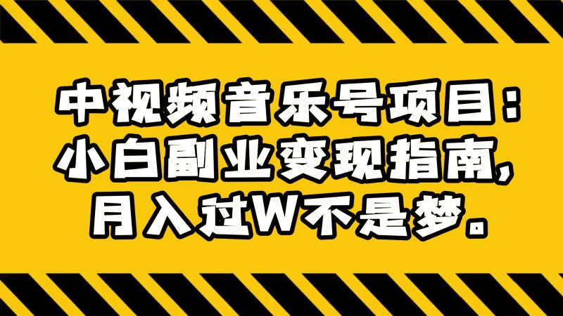 中视频音乐号项目:小白副业变现指南,月入过W不是梦。网赚项目-副业赚钱-互联网创业-资源整合八方网创