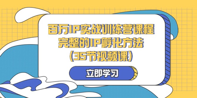 百万IP实战训练营课程，完整的IP孵化方法（35节视频课）网赚项目-副业赚钱-互联网创业-资源整合八方网创