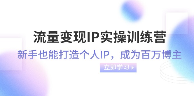 流量变现IP实操训练营：新手也能打造个人IP，成为百万 博主（46节课）网赚项目-副业赚钱-互联网创业-资源整合八方网创