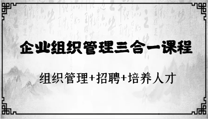 企业组织管理三合一课程：组织管理+招聘+培养人才网赚项目-副业赚钱-互联网创业-资源整合八方网创