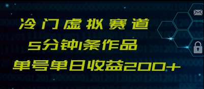 最新冷门赛道5分钟1条作品单日单号收益200+网赚项目-副业赚钱-互联网创业-资源整合八方网创