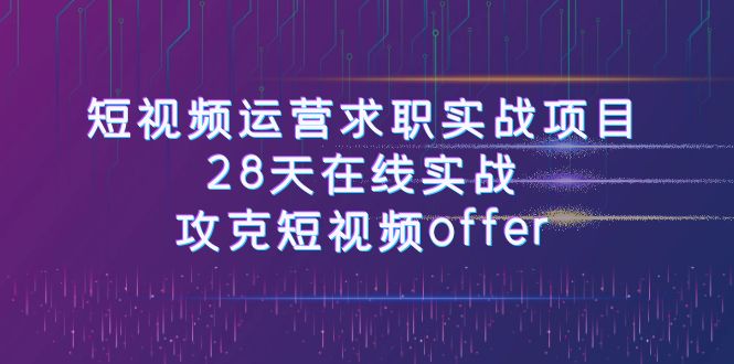 短视频运-营求职实战项目，28天在线实战，攻克短视频offer（46节课）网赚项目-副业赚钱-互联网创业-资源整合八方网创