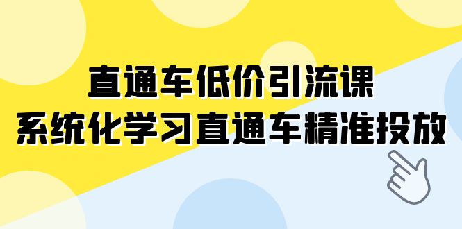 直通车-低价引流课，系统化学习直通车精准投放（14节课）网赚项目-副业赚钱-互联网创业-资源整合八方网创