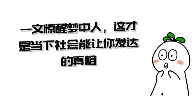 某公众号付费文章《一文惊醒梦中人，这才是当下社会能让你发达的真相》网赚项目-副业赚钱-互联网创业-资源整合八方网创