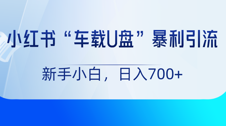 小红书“车载U盘”项目，暴利引流，新手小白轻松日入700+网赚项目-副业赚钱-互联网创业-资源整合八方网创