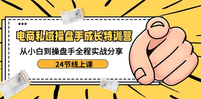 电商私域操盘手成长特训营：从小白到操盘手全程实战分享-24节线上课网赚项目-副业赚钱-互联网创业-资源整合八方网创