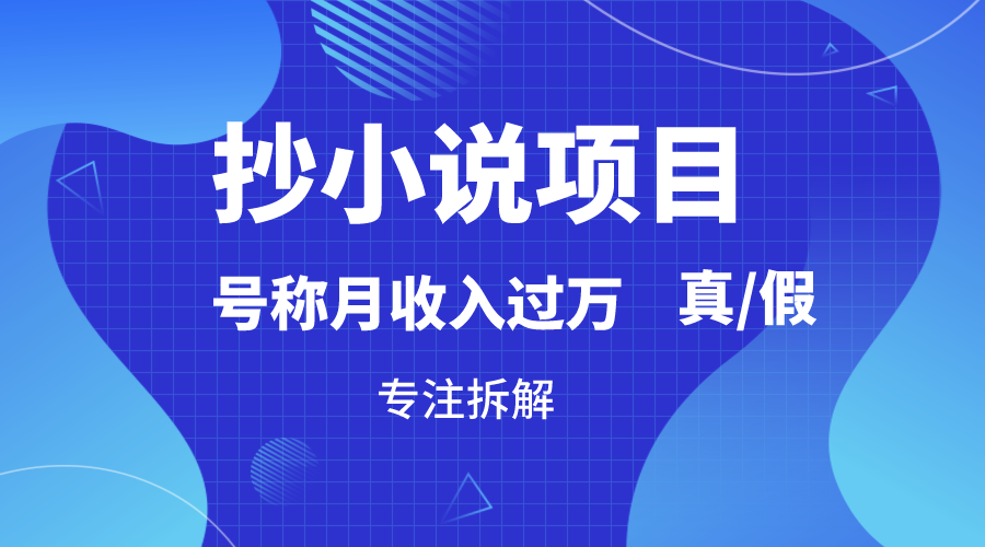 抄小说项目，号称月入过万，到底是否真实，能不能做，详细拆解网赚项目-副业赚钱-互联网创业-资源整合八方网创