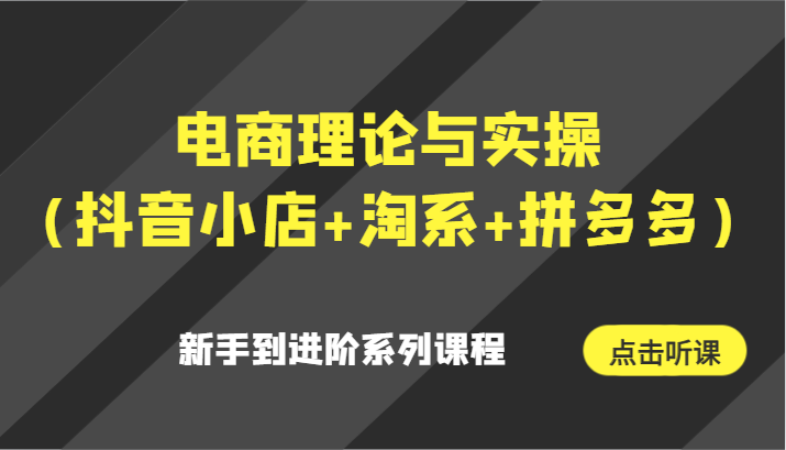 电商理论与实操（抖音小店+淘系+拼多多）新手到进阶系列课程网赚项目-副业赚钱-互联网创业-资源整合八方网创