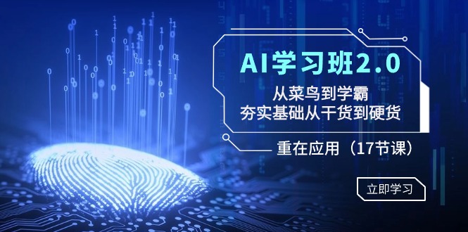 AI学习班2.0：从菜鸟到学霸，夯实基础从干货到硬货，重在应用（17节课）网赚项目-副业赚钱-互联网创业-资源整合八方网创