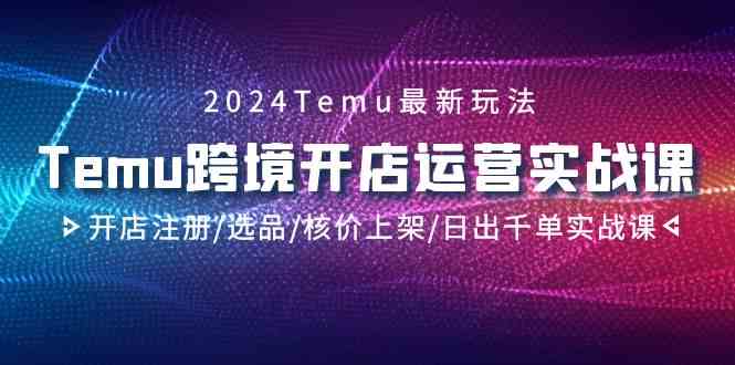 2024Temu跨境开店运营实战课，开店注册/选品/核价上架/日出千单实战课网赚项目-副业赚钱-互联网创业-资源整合八方网创