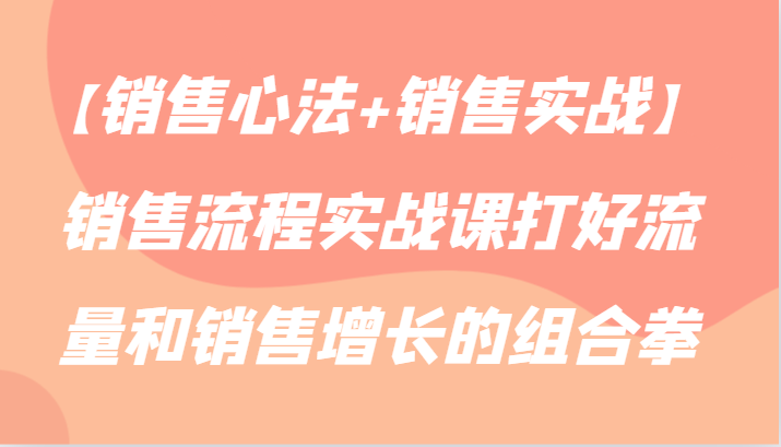 【销售心法+销售实战】销售流程实战课打好流量和销售增长的组合拳网赚项目-副业赚钱-互联网创业-资源整合八方网创