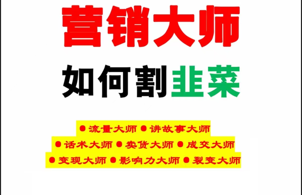 《营销大师如何割韭菜》禁止外传的大师绝学电子书网赚项目-副业赚钱-互联网创业-资源整合八方网创