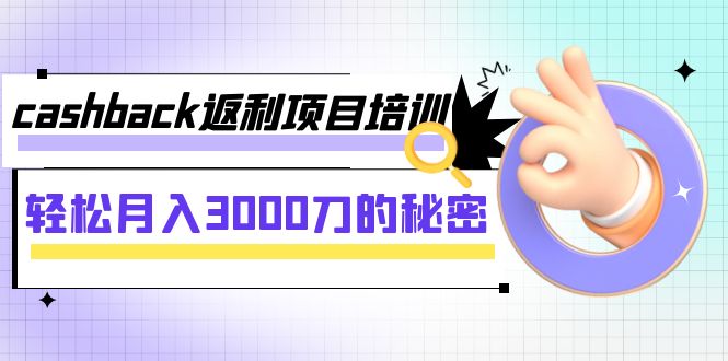 cashback返利项目培训：轻松月入3000刀的秘密（8节课）网赚项目-副业赚钱-互联网创业-资源整合八方网创