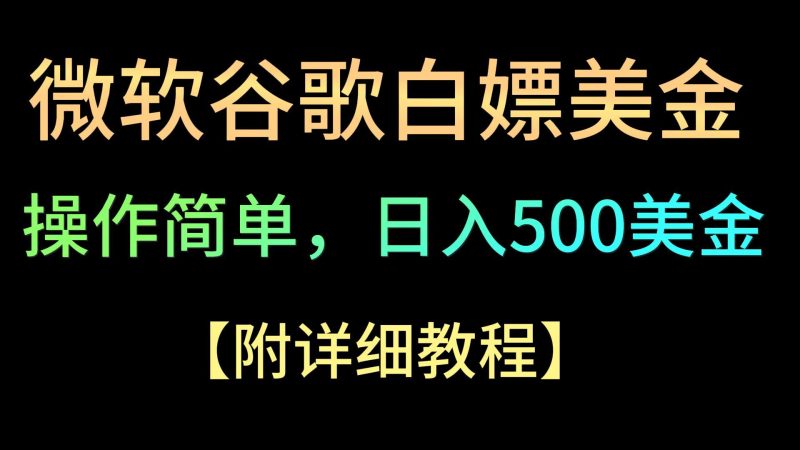 微软谷歌项目3.0,轻松日赚500+美金,操作简单,小白也可轻松入手!网赚项目-副业赚钱-互联网创业-资源整合八方网创