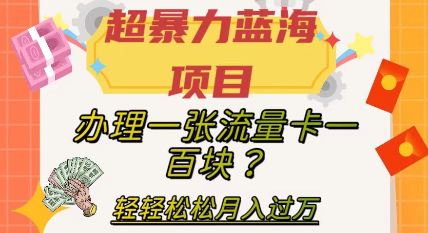 超暴力蓝海项目，办理一张流量卡一百块？轻轻松松月入过万，保姆级教程【揭秘】网赚项目-副业赚钱-互联网创业-资源整合八方网创