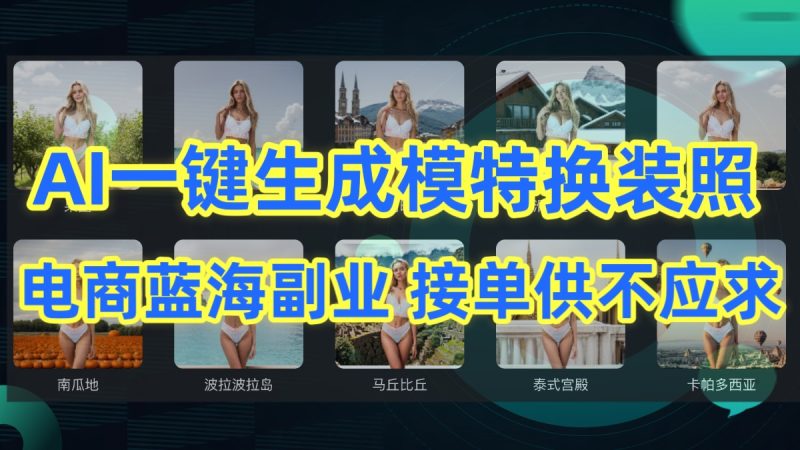 AI制作一键生成模特换装照,电商蓝海副业,接单供不应求网赚项目-副业赚钱-互联网创业-资源整合八方网创
