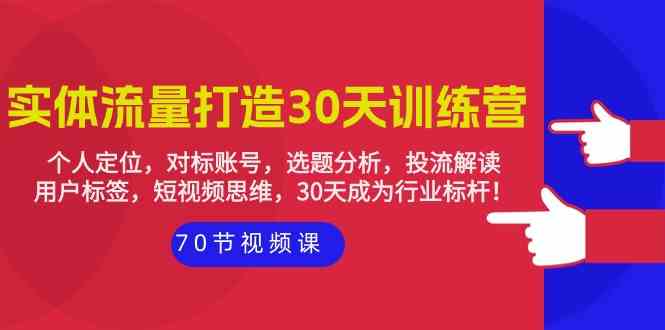 实体流量打造30天训练营：个人定位，对标账号，选题分析，投流解读（70节）网赚项目-副业赚钱-互联网创业-资源整合八方网创