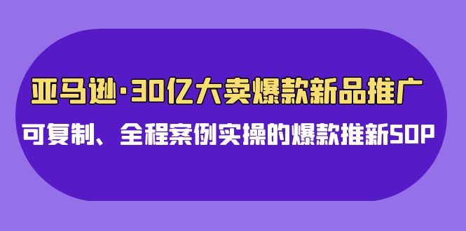 亚马逊30亿大卖爆款新品推广，可复制、全程案例实操的爆款推新SOP网赚项目-副业赚钱-互联网创业-资源整合八方网创