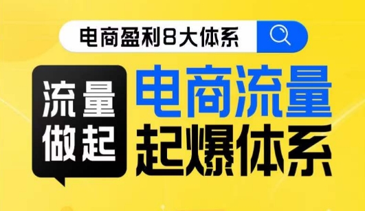 8大体系流量篇·流量做起，电商流量起爆体系线上课网赚项目-副业赚钱-互联网创业-资源整合八方网创